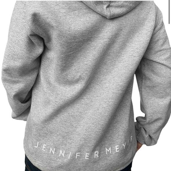 Jennifer Meyer Women's Size Large Grey White Good Luck Charm Hoodie Sweatshirt - Picture 4 of 16